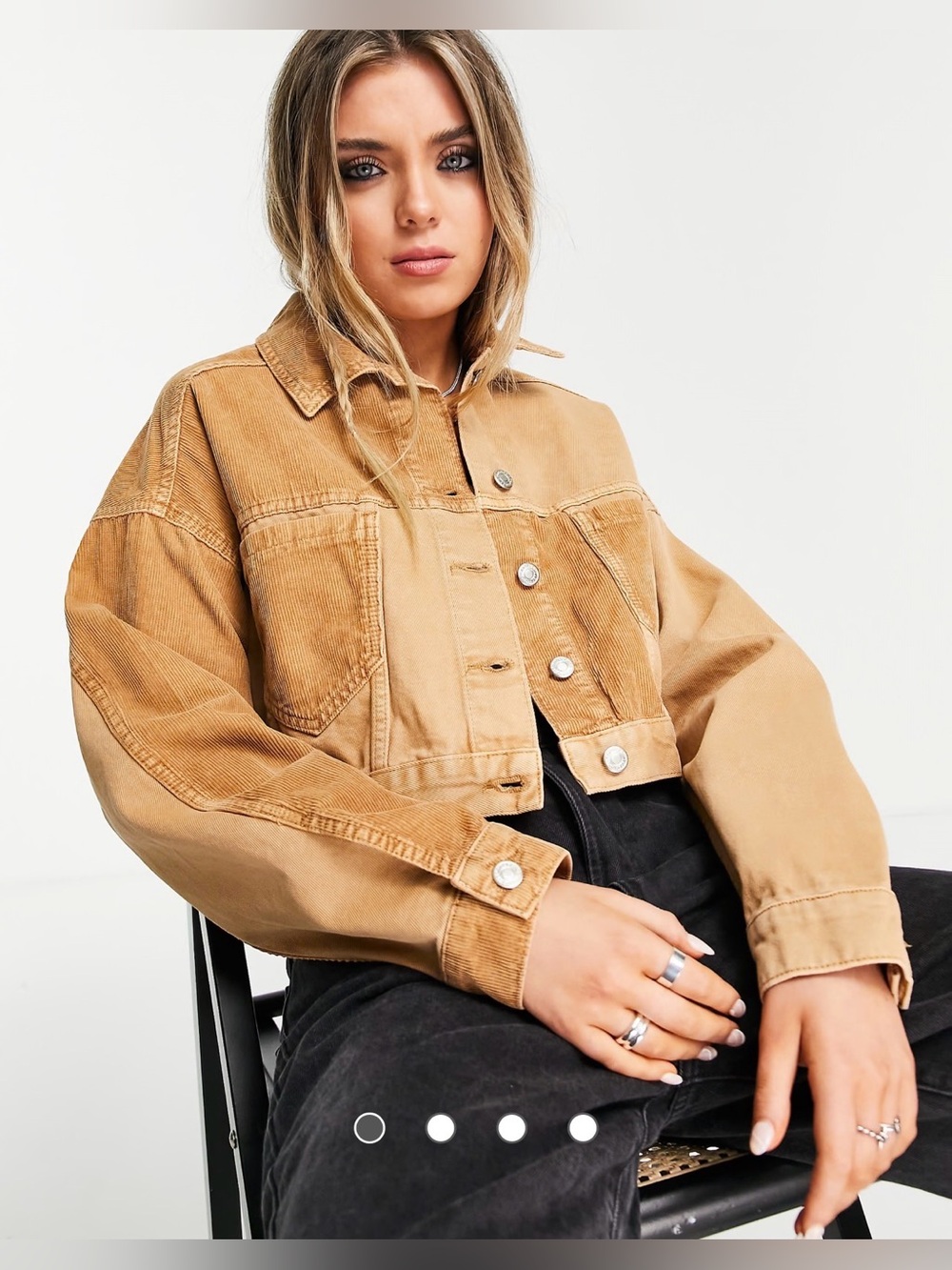 Topshop color block in denim and brown corduroy- NWT
